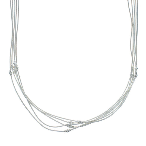 Native American Hand Strung Liquid Silver 5-Strand Necklace X10815